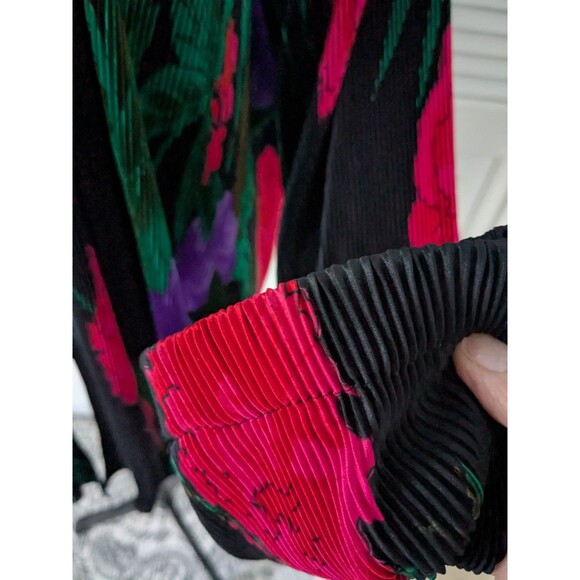 Vtg GDT Too Open Front Cardigan Women's XL Colorful Top Slinky Accordion 80s - Picture 7 of 11